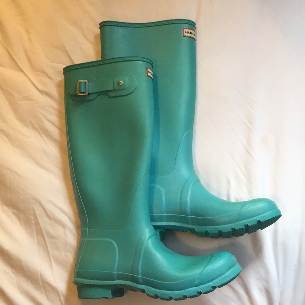 Hunter Teal Tall Rubber Rain Boots